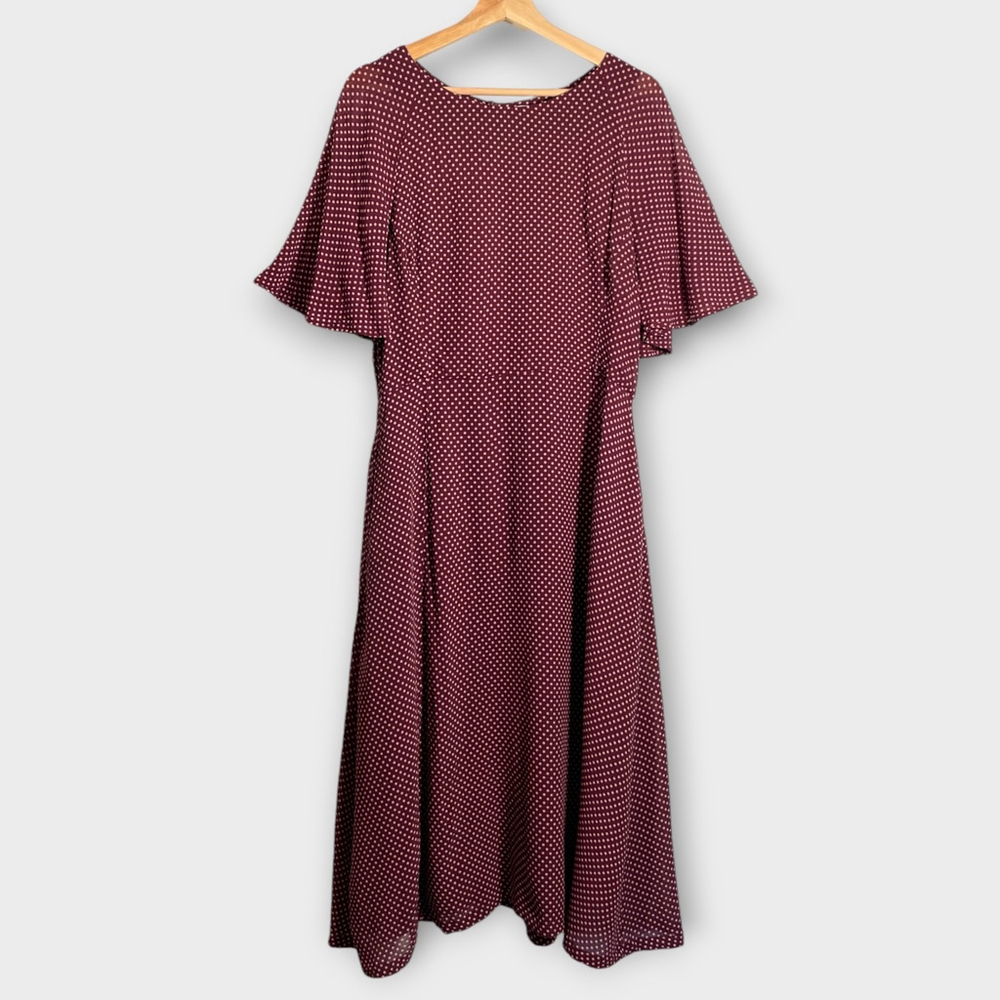 EMILY AND FIN Suzanna Midi Dress XL Polka Dots Lined Pockets Retro Inspired
